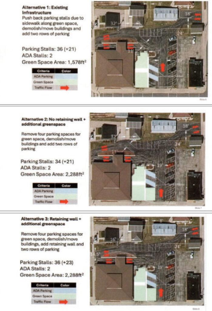 Pictured are the examples the UW-Platteville engineering students created as what the village could do with the space they have around the Community Center. These are not actual designs the village will be voting on. They were created by the senior engineering students for experience before they graduate.