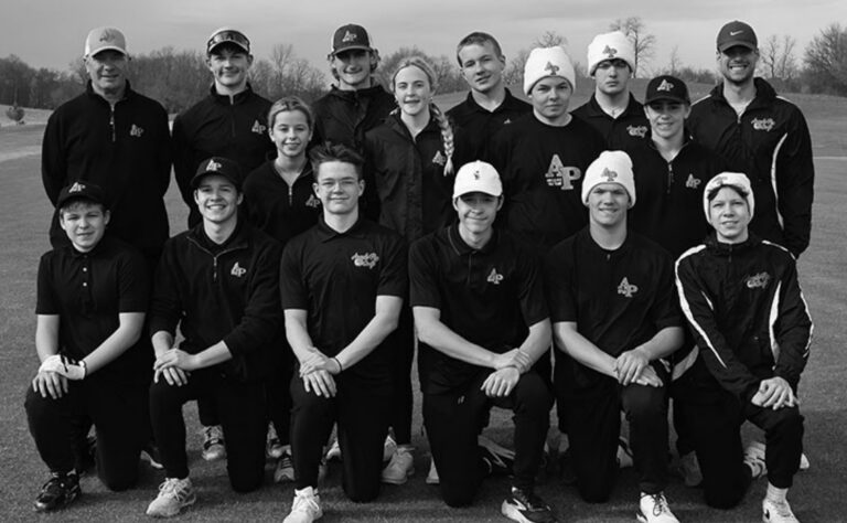 Hitting the links this season for the Argyle/Pecatonica golf team are (l-r) front: Manager Abram Hughes, Blake Ferrell, Landon Wahl, Barrett Ferrell, Caleb McKenna, Manager Kasen Ferrell; middle: Emmilin Wiegel, Avari Steiner, Tucker Bethke, Layton Gruenenfelder; back: Head Coach Chuck Chandler, Brock Erickson, Cohlman Schlimgen, Jonah Hanson, Beckett Mieden, Coach Riley Glonek.