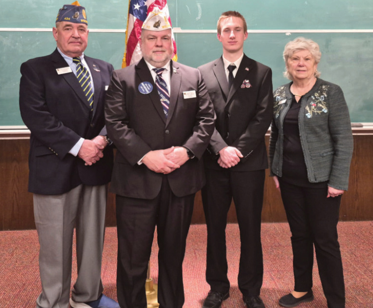 Pictured (l-r) are Department of Wisconsin Detachment Commander for the SAL Chris Dannenmann, Department of Wisconsin American Legion Commander Nathan Bond, Grant Kuberski, and Department of Wisconsin Auxiliary President Sue Hembrook.