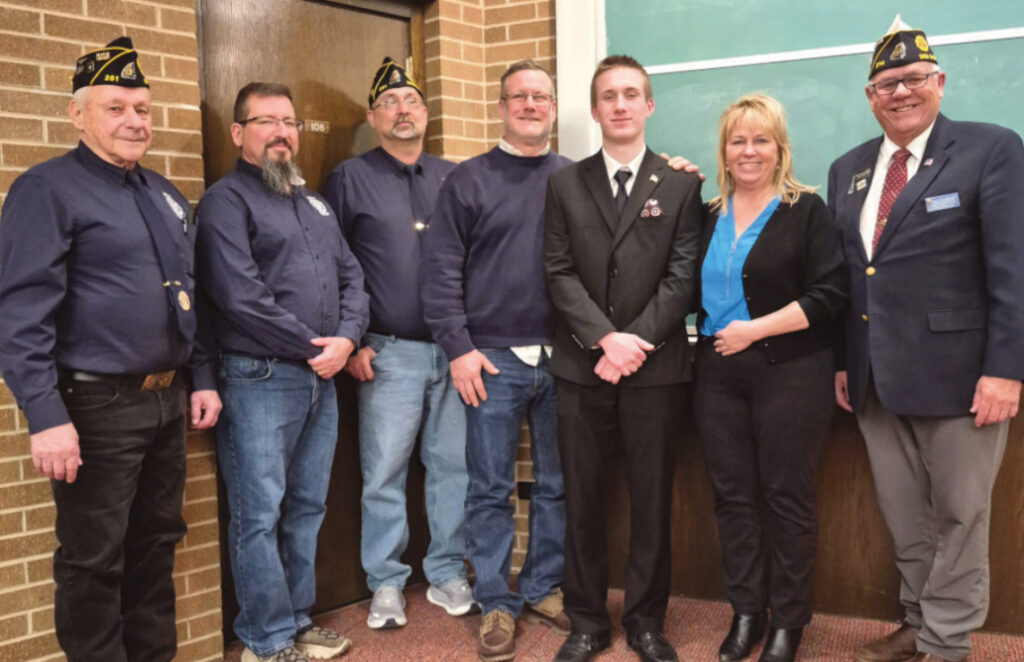 Pictured (l-r) are Argyle Post 251 members Jerry Gerber, Jerry Gerber Jr.-Adjutant, Mike Raab-Post Commander, Dave Kuberski, Grant Kuberski, Adria Kuberski, and Dan O'Brien 3rd District Commander.