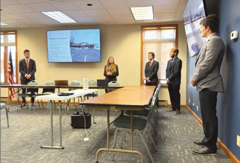 Senior Engineering team, Atlas 5 Engineering, consisting of (l-r) John Ruth, Kylie Quandt, Jaren Malcheski, Adam Zell and Wyatt Wallace, presented to the Argyle Planning Commission on Wednesday, May 6. Photo by Kayla Barnes.