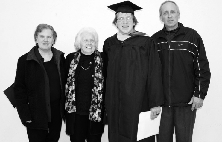 Pam (Willborn) Colson's passion for higher education lives on through the launch of The P.A.M. Alliance, a nonprofit dedicated to progress and action on mental health. The organization offers scholarships as one of its core pillars in a nod to her support of her children, including son Cameron Colson who graduated from Lakeland College in 2016. Cameron is pictured with Pam, grandmother Bertha and dad Jim.