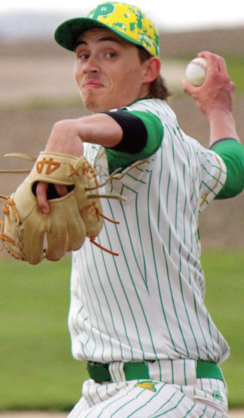 Pecatonica pitcher Austin Enloe about to deliver a pitch Thursday at Field of Dreams.
